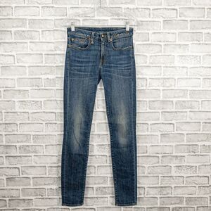 R13 Jenny Mid Rise Skinny Jeans Dark Vintage Blue Size 24 Italy
